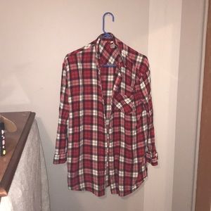 Red and white plaid cardigan